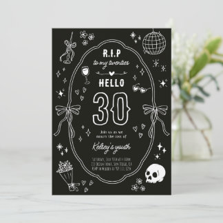 RIP till mina 20-års Chic Gothic Födelsedagsinbjud Inbjudningar