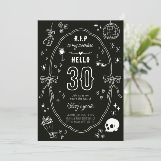 RIP till mina 20-års Chic Gothic Födelsedagsinbjud Inbjudningar (Stående Fram)