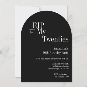 RIP Tjugo Party 30års födelsedag Black White Inbjudningar
