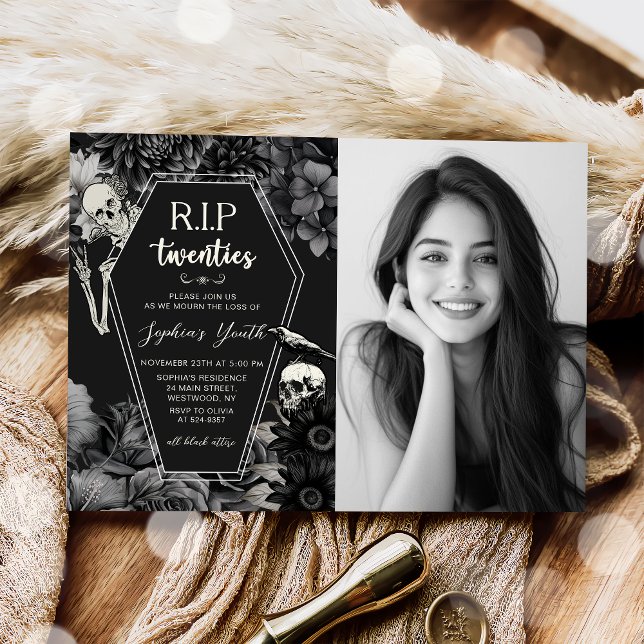 RIP Tjugotio Död till mitt Ungdomsfoto 30års födel Inbjudningar (Skapare uppladdad)