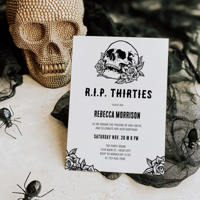 RIP Trettio 40:e födelsedagen Inbjudningar (RIP Thirties 40th Birthday Invite)