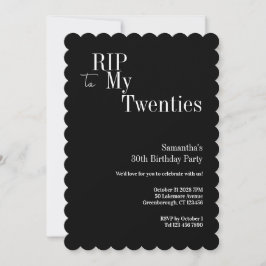 RIP Twenties 30-årsfest Svart Vit Inbjudningar