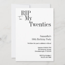 RIP Twenties 30th Birthday Party Minimal Inbjudningar