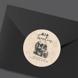RIP Twenties Vintage Skull Birthday Thank You Runt Klistermärke