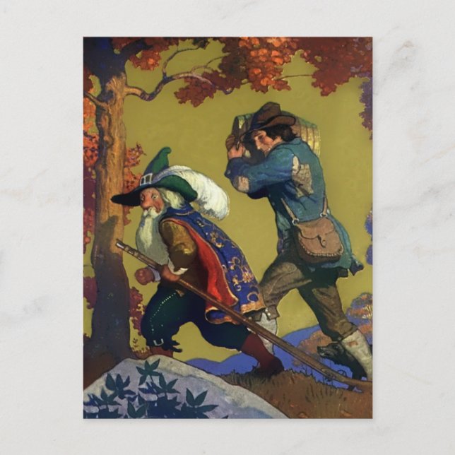 "Rip Van Winkle" Bok Cover av NC Wyeth Vykort (Framsida)