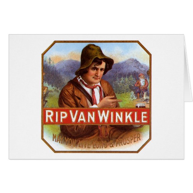 Rip Van Winkle Cigar-etikett Hälsningskort (Framsidan Horizontal)