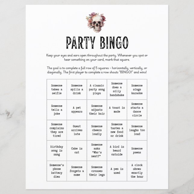 RIP Youth Party Bingo-spel lakan (Framsida)