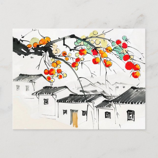 Ripe Apple i en kinesisk bergsby Vykort (Framsida)