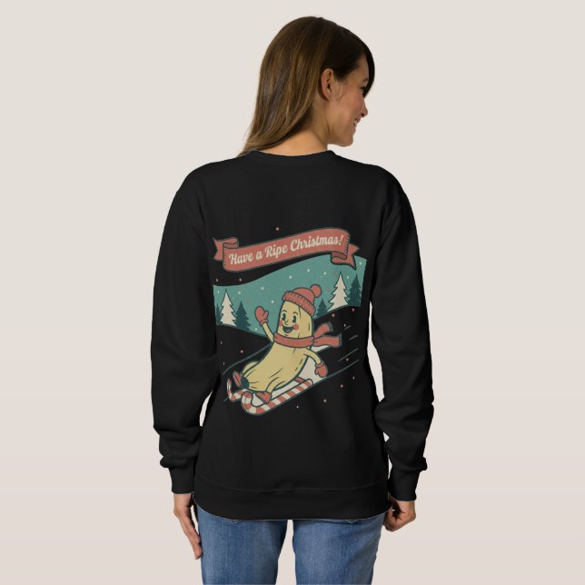Ripe Christmas Banana Skiing Retro Cartoon Hoodies T Shirt (Hel baksida)