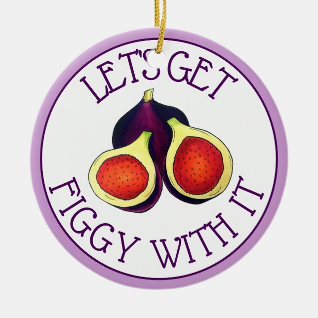 Ripe Färsk skivad Lila Fig Träd Fruit Julgransprydnad Keramik (Framsidan)