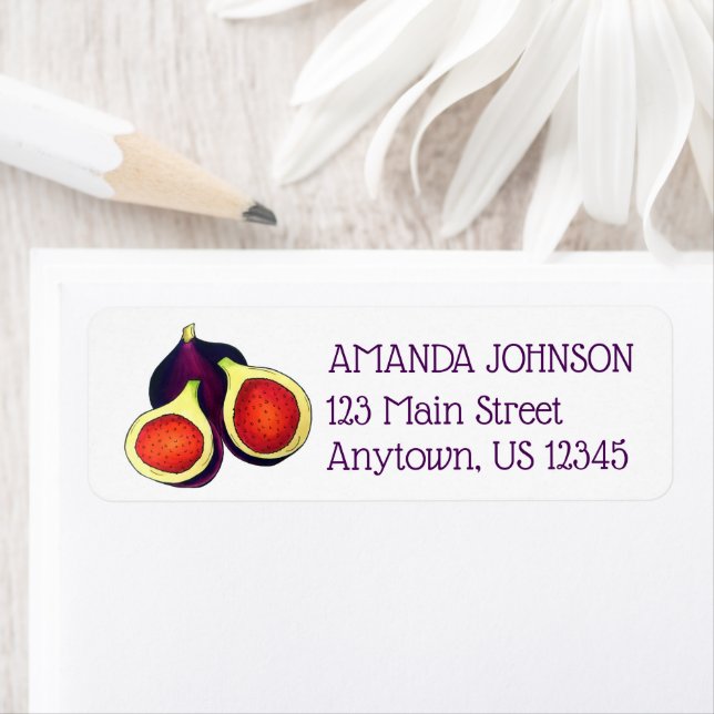 Ripe Färsk skivad Lila Fig Träd Fruit Returadress Etikett (Insitu)