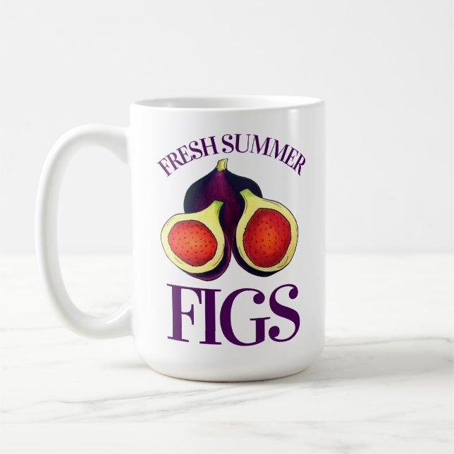 Ripe Fresh Summer Figs Fig Träd Food Cooking Kaffemugg (Vänster)