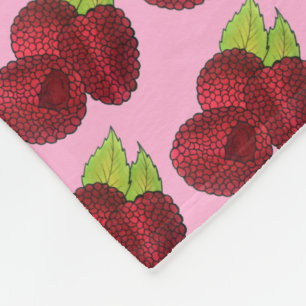 Ripe Fresh Summer Red Raspbär Fruit Berry Fleecefilt