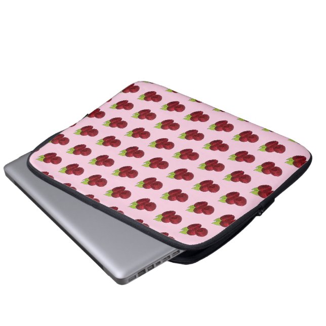 Ripe Fresh Summer Red Raspbär Fruit Berry Laptop Fodral (Framre botten)