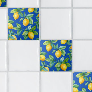 Ripe Gult Lemons och Löv på Royal Kakelplatta