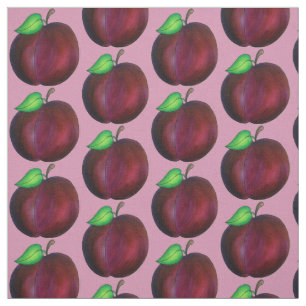 Ripe Juicy Summer Lila Plum Fruit Print Tyg