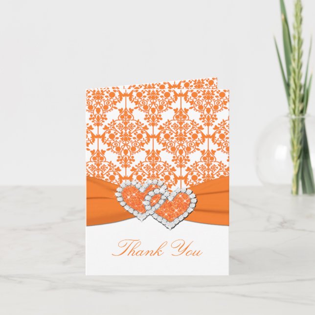 Ripe Orange Damask Tackkort Card (Framsida)