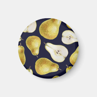 Ripe-päron, svart bakgrund, trädgårdskonst magnet