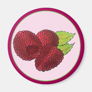 Ripe Raspberry Red Raspbär Berry Fruit Print Magnet