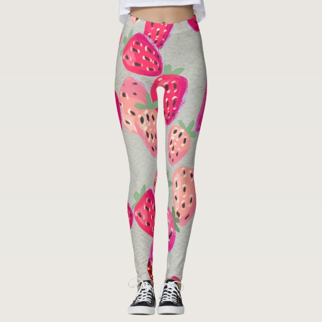 Ripe Strawberry Hand plockade Struktur Leggings (Framsida)