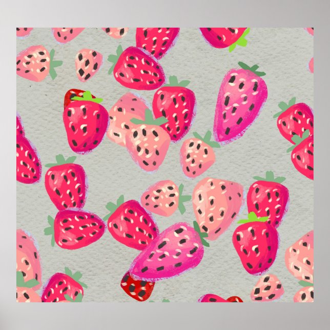 Ripe Strawberry Hand plockade Struktur Poster (Framsidan)