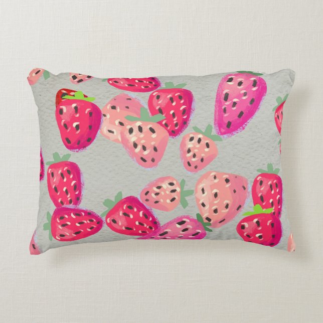 Ripe Strawberry Hand plockade Struktur Prydnadskudde (Framsidan)