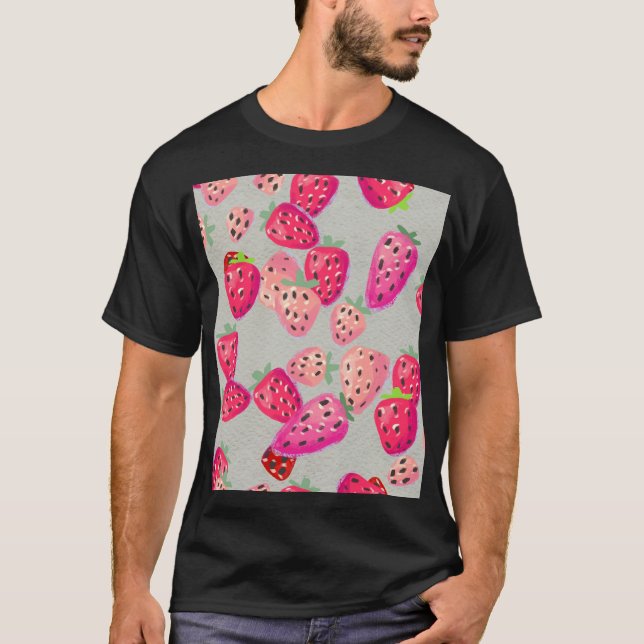 Ripe Strawberry Hand plockade Struktur T Shirt (Framsida)