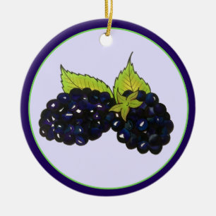 Ripe Summer Blackbär Blackberry Berries Julgransprydnad Keramik