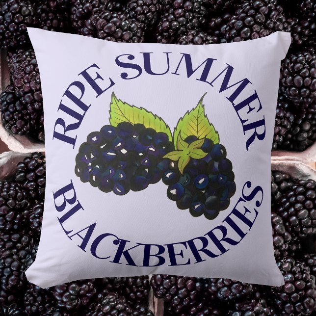Ripe Summer Blackbär Blackberry Berries Kudde (Blackberry Pillow)