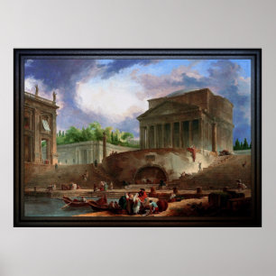 Ripetta-vy av Hubert Robert Poster