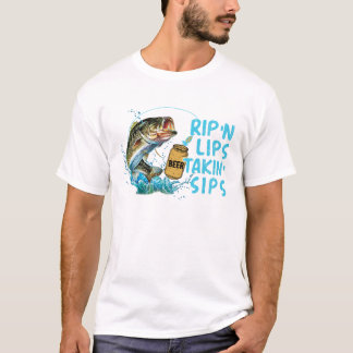 Rip'n Läppar Talking Sips Funny Fishing Älskare T Shirt