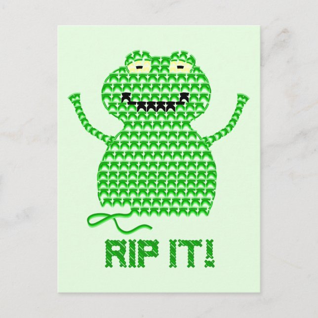Rippa den! Vector Crochet Frog (Gröntens bakgrund) Vykort (Framsida)