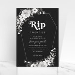 Rippa till mina 20-årsjubileer, Black 30års födels Inbjudningar<br><div class="desc">Fira din födelsedag med den här inbjudan till snyggt som innehåller god svart och vit blommigt,  kaffeformad ram,  retrotypografi och anpassningsbar efter eget val. Lägg enkelt till dina egna uppgifter genom att klicka på alternativet "anpassa".</div>
