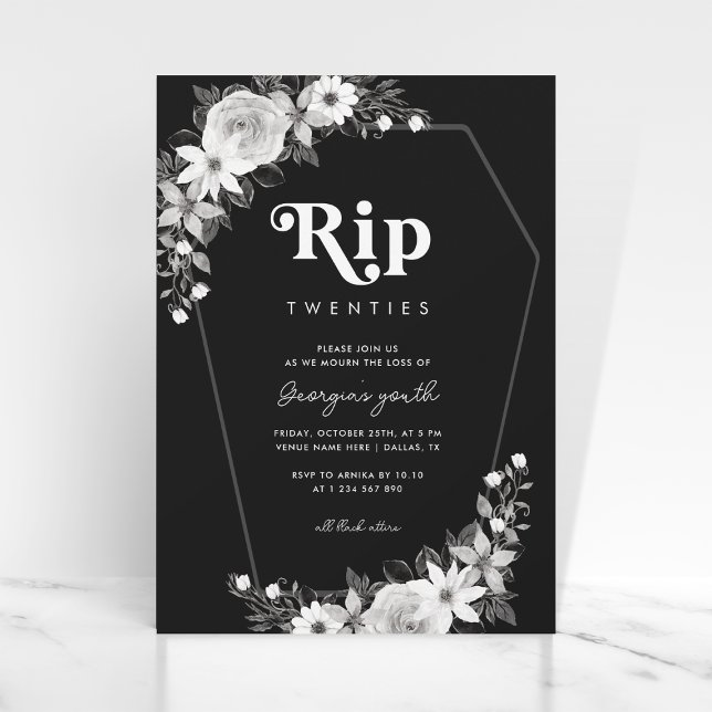 Rippa till mina 20-årsjubileer, Black 30års födels Inbjudningar (Skapare uppladdad)