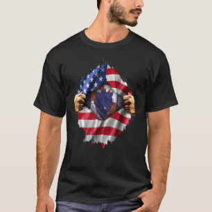 Rippad amerikansk Flagga Gömt 35e Signalnummer T Shirt