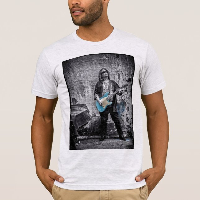 Rippad blå gitar t shirt (Framsida)