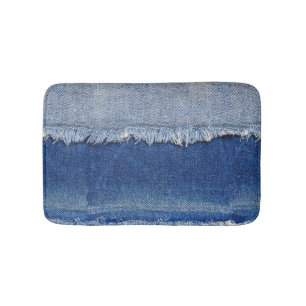 Rippad Denim Jeans Fabric-bakgrund Badrumsmatta