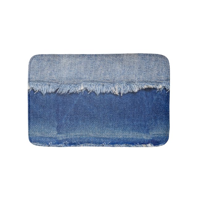 Rippad Denim Jeans Fabric-bakgrund Badrumsmatta (Framsidan)