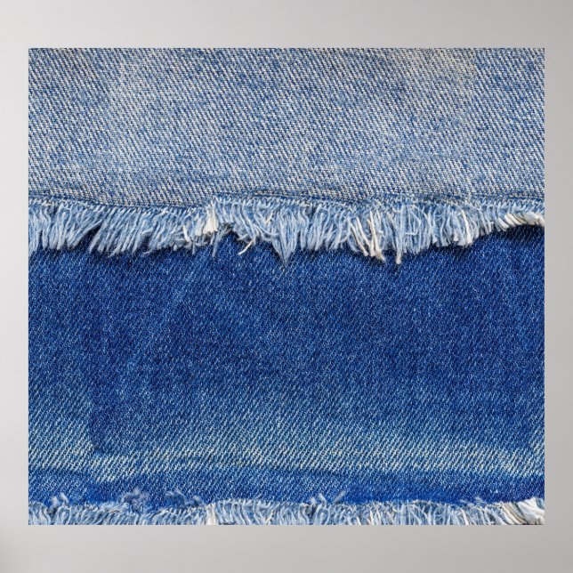 Rippad Denim Jeans Fabric-bakgrund Poster (Framsidan)