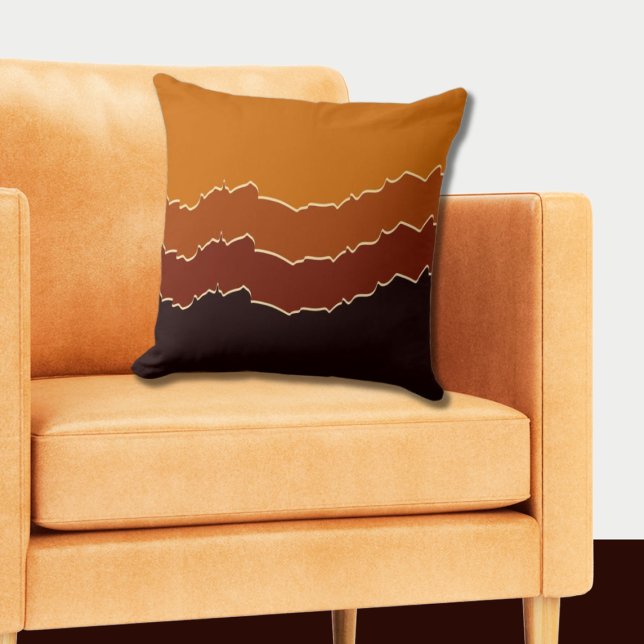 Rippad Orange och svart Rand Kudde (Orange Irregular Stripes Pattern Pillow)