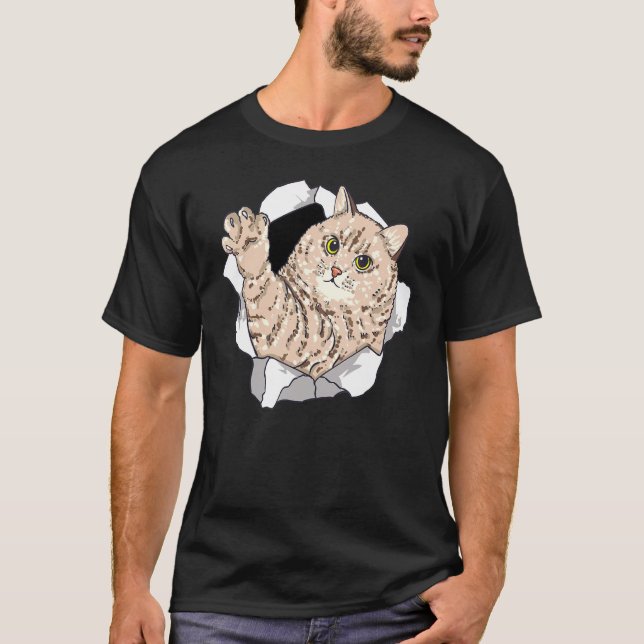 Rippad rippad tjock-katt t shirt (Framsida)