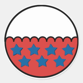 Rippade Gräns White och Red med blå stjärnor Runt Klistermärke