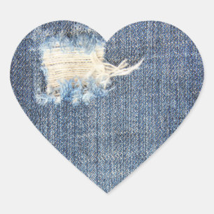 Rippade Jeans Faux Se Stickers Hjärtformat Klistermärke