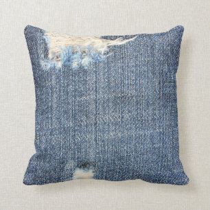 Rippade Jeans Faux Titta Pillow Kudde