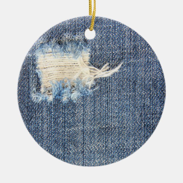 Rippade Jeans Faux-utseendet Julgransprydnad Keramik (Framsidan)