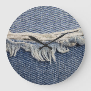 Rippade jeans struktur, snyggtens bakgrund. stor klocka