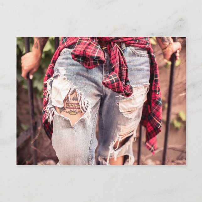 Rippat Jeans & Tattovykort Vykort (Framsida)