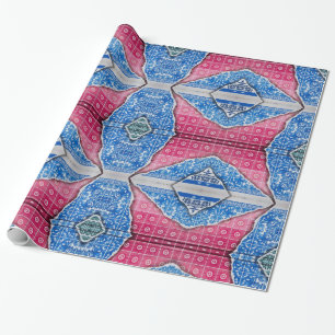 Rippat Mönster Bruten Tile Vibrant Red Blue Presentpapper