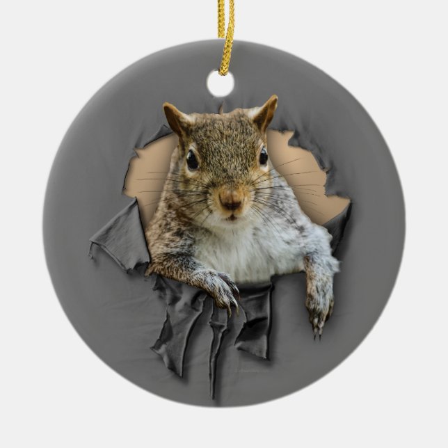 Rippat Shirt Squirrel Ceramic Ornament (Framsidan)