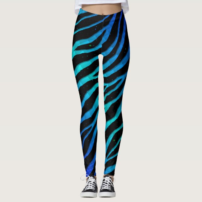 Rippat SpaceTime-Rand - blått/cyan Leggings (Framsida)